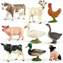 Realistic Farm Animal Figurines Toys Set, Plastic Learning Educational Playset Animal Themed Party Supplies For Easter Egg Birthday Christmas,Farm World - Pig, Goose, Chicken, Duck, Dairy Cow, Donkey, Water Buffalo, Sheep, Rabbit, Dog, Cat, Parrot Farm Animal Toys For Kids Girls Boys Ages 3+