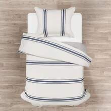 Farmhouse Stripe Reversible Cotton Duvet Cover Set, 2 Piece Set, Twin XL, Navy - Twin Bedding Set - Dorm Decor - Striped Duvet Cover For Kids Or Teens - Farmhouse Bedroom Decor - Navy - View 2