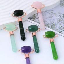 1pc Acrylic Face Roller, Lymphatic Drainage Massager, Faux Jade Face Roller, Pink Lymphatic Drainage Facial Massager, Non-Natural Jade, Refines Facial Contours, Single Head Roller, Facial Massage Roller