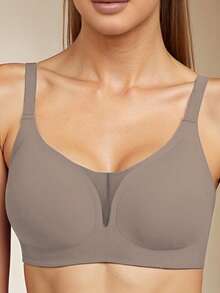 2pcs/Set Plus Size Women Smooth Invisible Plunge Bras, Thin Sexy Deep V Lightly Lined Push Up Bras - Multicolor - View 3