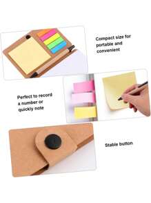 2 pièces/Set Cadeau de rentrée scolaire - Carnet en kraft + Notes adhésives colorées + Stylo combiné, Articles de papeterie portables pour bureau et étudiants, Carnet de rendez-vous, Boîte-cadeau de papeterie pratique
