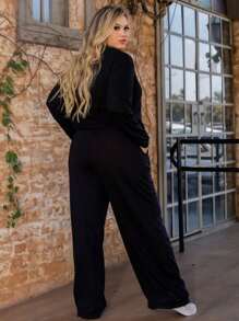 Conjunto Feminino Plus Size Inverno Quentinho Tecido Lanzinha Elegante e Confortável para os Dias Frios