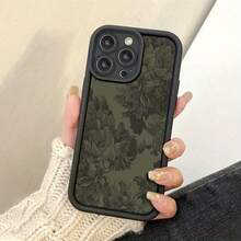 Retro Green Peony Floral Design Phone Cover Compatible With IPhone Models 16, 15, 14, 13, 12, 11 As Well As , Xs, And Xs Max. - 黑色 - 查看 2