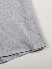 1 件大码女式休闲睡袍，花卉、爪印和字母图案印花短款插肩袖圆领 T 恤睡袍 - 藍色 - 查看 9