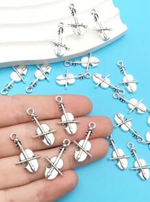 Mix 10/20/30 Pieces Of Alloy Antique Silvery Violin Series Pendant Accessories, Suitable For DIY Necklace, Earring, Keychain Jewelry Making Fashion Accessories.