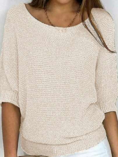 Plus Size Women Casual Solid Color Pullover Top, Spring/Summer