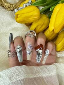 4 Pieces Of Bohemian Style Dark Flower Butterfly Relief Nail Art Stickers For Spring And Summer - Black, White, Blue, Pink Flowers, Vines, Leaves, Butterflies, Hearts, Bow Art Design, 5d Relief Craft, Suitable For Women's Disposable Self-Adhesive Back Adhesive Nail Art Stickers, Bohemian Style Dark Flower Theme Style, Easy To Stick Nail Decoration Stickers