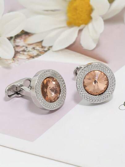 优雅的法国男士袖扣，商务时尚配饰奥地利水晶袖扣，适用于正装衬衫