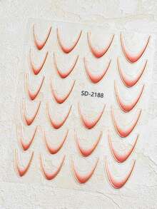 1 件全新渐变法式贴纸简约线条自粘美甲魅力贴纸，经典复古红色可穿戴美甲装饰贴纸贴花 DIY 可爱配件 - 彩色 - 查看 4