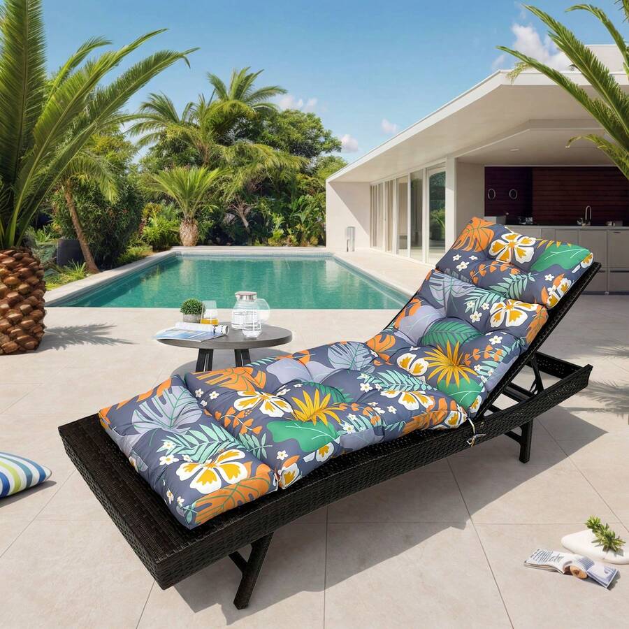 Outdoor Folding Lounger Chair Cushion Recliner Rocking Chair Sofa Mat Chair Cushion For Yard Patio Beach Pool Deck For Outdoor Folding Chaise Lounge Chair Cushion For Beach Sunbathing Patio - 彩色 - 查看 1