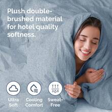 Cover Queen Size Set - Extra Soft Queen Size Duvet Cover 90 X 90 With 2 Pillow Shams - Hotel Luxury Easy Care And Fade Free W/ Zipper Closures & Ties - Breathable Bedding Set (Light Sage Green) - 24 - 混色藍(無被子) - 查看 3