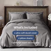 Cover Queen Size Set - Extra Soft Queen Size Duvet Cover 90 X 90 With 2 Pillow Shams - Hotel Luxury Easy Care And Fade Free W/ Zipper Closures & Ties - Breathable Bedding Set (Light Sage Green) - 08 - 深灰色(無被子) - 查看 9