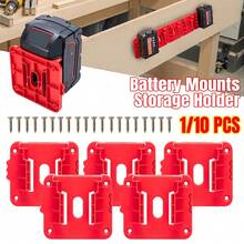 Red Battery Mounts Storage Holder Rack For Milwaukee M18 18V Tool Battery - 紅色 - 查看 2