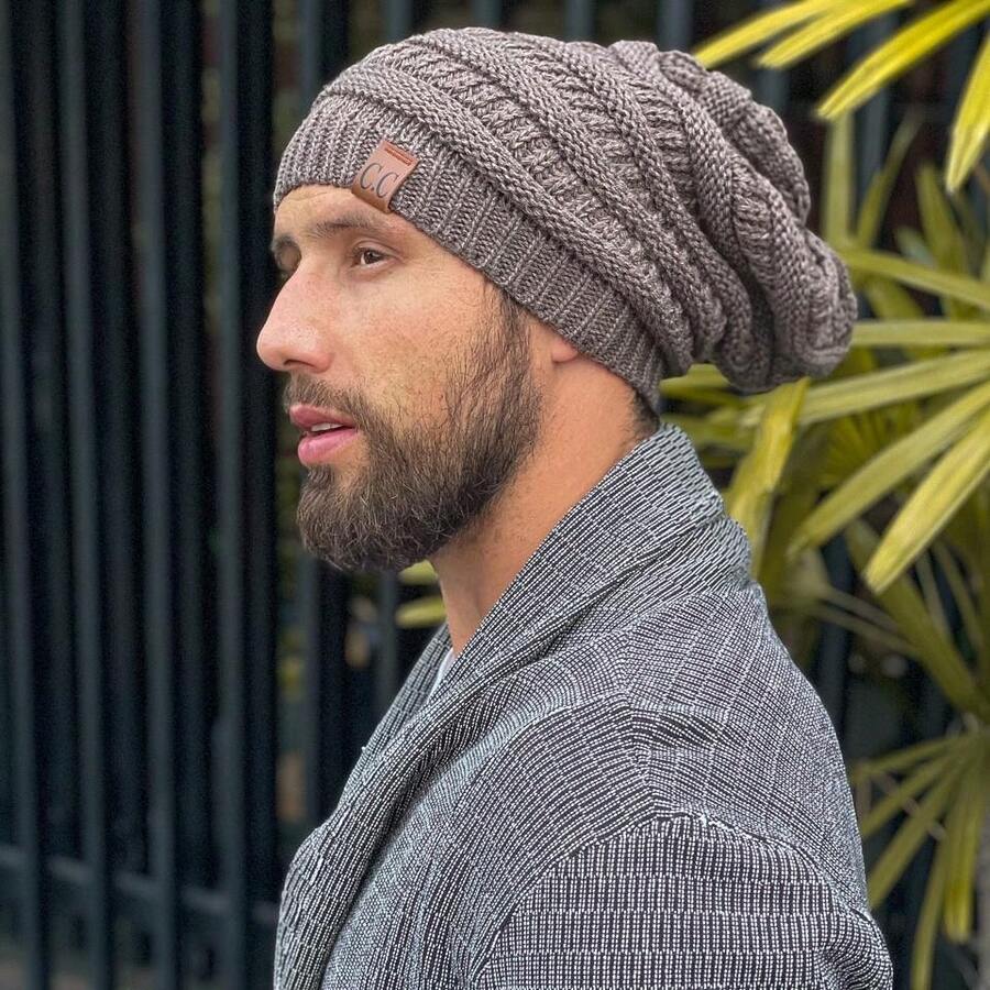 Unisex Striped Beanie Hat Other Fabric - Wood - View 1