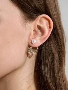 Ohrringe mit Strass-Blumen- und Kunstperlen-Dekor, Valentinstag, Muttertag, Weihnachten, Winterweihnachtsgeschenke - Verschiedenfarbig - Übersicht 4