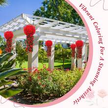 1/2件仿真悬挂花卉植物，适用于室内外装饰，仿真悬挂紫罗兰花环，人造花，人造植物，人造装饰品，适用于家居、花园、墙壁、房间、婚礼、餐桌、派对、生日、春季装饰、情人节装饰 - 紅色 - 查看 3