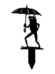 1 pieza Silueta de rana de metal con estaca de paraguas, decoración exterior con tema de animales, apta para el hogar y el jardín, arte de césped para el Día de Acción de Gracias, decoración de jardín de ranas