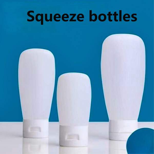 Bouteille souple et étanche à remplir, contenant de voyage de taille, flacon à presser cosmétique, tube de portion portable, bouteille scellée à clapet mat, disponible en tailles de 30 ml, 60 ml et 100 ml, convient pour le shampooing, la lotion, la crème, bouteille à presser.