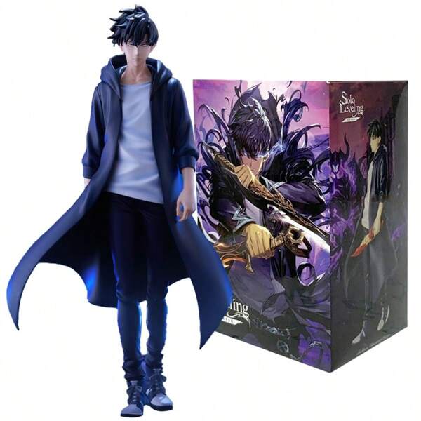 bandai 1 PIEZA Figura de acción de anime Solo Leveling de 21 cm/8,27 pulgadas del Cazador de clase S Sung Jinwoo, figura decorativa para habitación, colección de adultos, modelo de muñeco de juguete, regalo de Navidad y Halloween