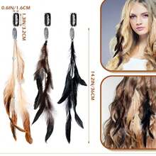 Bohemian Style Vintage Artificial Feather Hair Clip Hair Accessory Claw Clips Hair Claws Hair Barrettes - 3 Small Sets - View 2