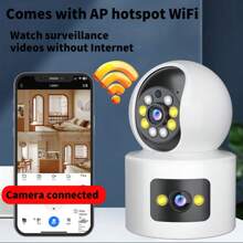 Telecamera di sicurezza senza fili con lampadina ad alta definizione 1080P, vista panoramica a 360 gradi, supporto WiFi, audio bidirezionale, visione notturna, rilevamento del movimento, controllo tramite app - non impermeabile, monitoraggio degli animali domestici, telecamera per la casa
