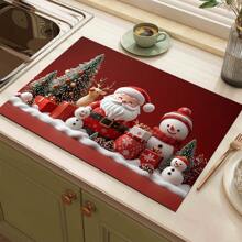 1 Pack Of 3 Santa Claus, Snowman And Snowflake Printed Silicone Coffee Drink Coasters, Anti-Slip & Super Absorbent Washable Drainage Mats For Countertop, Kitchen, Dining Table, Holiday Decor