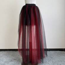 Women's Colorful Stylish Asymmetrical Tulle Skirt, Europe And America Design, Sexy Hem, Suitable For Daily Wear And Stage Performance
