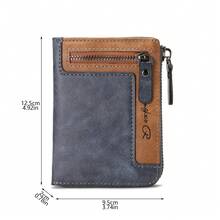 1pc Vintage Multifunctional Zipper Wallet For Men Fashion Young Student Versatile Multi Card Holder Gift For Men Wallet Mini Wallet Purse Wallet Small Wallet Men Wallet Leather - Blue - View 3