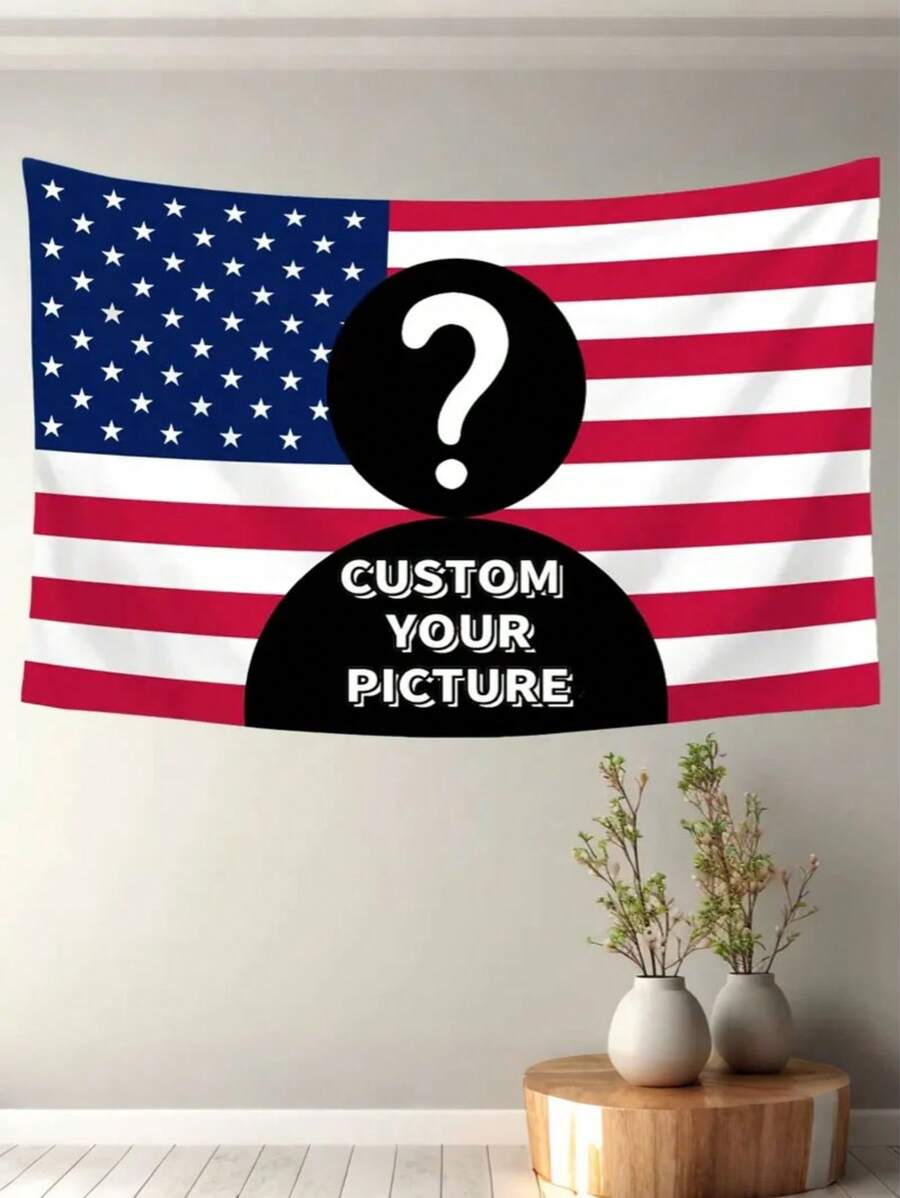 1 Stück - Maßgeschneiderte Tapisserie mit amerikanischem Hintergrund, personalisiertes Design mit amerikanischer Flagge, maßgeschneidertes Fahnenaufhänger, amerikanische Flagge Hintergrund Wandbehang, Wanddekoration, personalisierte Flagge
