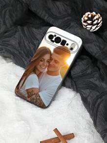 1pc Customized Picture Transparent Protective Phone Case For Pixel 9 Pro/9 Pro XL/9A/Pixel 8 Pro/7 Pro XL/6A Series Couples Phone Covers, Floral Pattern, Fashionable, Colorful, Match Phone Case, Contract Customize, Personalized, Unique, Ideal Custom Gift For Boyfriend