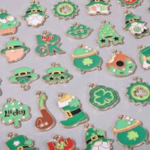 20/50 Pcs/Pack Assorted Romantic Pink Heart, Bow, Shamrock, Lucky Charm, Flower Enamel Charms, Pendants Suitable For DIY Jewelry Making, Craft Projects