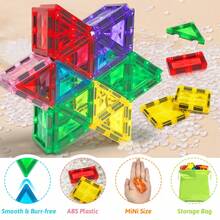 48/68/98pcs Children Magnetic Building Blocks Toys, Colorful Magnetic Construction Blocks, Educational Creative Toys Gift, Suitable For Boys And Girls Over 3 Years Old, Random Colors - Multicolor - View 9