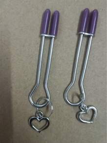 Brustwarzenklammer geeignet für Druckmetall-Herzanhänger, für Anfänger ohne Piercings, Clip-Körperschmuck mit künstlichen Perforationen (Lila) Geschlecht, Sexy, Sexspielzeug, Sexwerkzeuge, Geschlechtswerkzeuge, SM-Produkte für Mann Frau & Paar