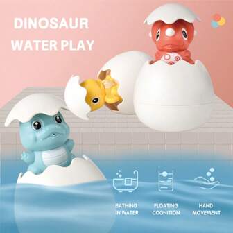 Dinosaur Egg Shower Head Bathroom Toys, Bathtub/Pool/Bath Toys, 3 Pcs Dinosaur Eggs&Water Guns, Multiple Ways To Play. Suitable For Babies Over 18 Months Old, Kid's Toys, Gifts For Newborns, Summer Toys