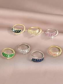 1pc Fantasy Leaf Cubic Zirconia Women Wedding Rings 6 Colors Choice CZ Openable Engagement Ring For For Banquet, Prom, Party Jewelry Gift