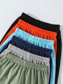 6 件套男童网眼运动短裤，鲨鱼印花轻质户外跑步短裤，宽松版型，适合 4-12 岁 - 彩色 - 查看 3