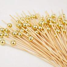 200/100/50/10 件水果签、白色、粉色、金色竹签、花签、水果烤肉串、创意艺术牙签、鸡尾酒装饰竹签、蛋糕和汉堡艺术叉，适用于饮料装饰和甜点签（生日、婚礼派对用品、商品）圣诞礼物 - 彩色 - 查看 3