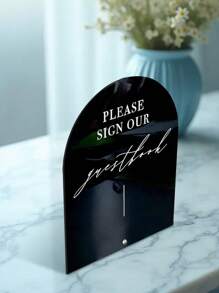 1pc Acrylic Guest Book Sign - "Please Sign Our Guest Book", Suitable For Weddings, Parties, Celebrations, Decor For Reception Area, Event Signage, Floral Decor