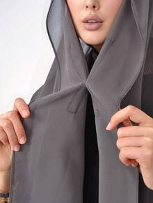 1 件穆斯林女士雪纺速效头巾，带附帽，休闲祈祷头巾，莫代尔头巾，带磁扣，适合所有季节 - 磁扣懶人圍巾筒帽一體頭巾 - 查看 4