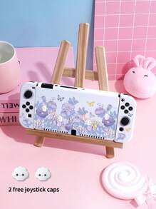 1 nieuwe beschermhoes voor de Switch 2 (2025), compatibel met de Switch 2/Switch OLED/Switch NS/Lite, schattige dierenpatronen zoals een beer, konijn, dinosaurus, aardbei, bloemen, krasbestendige hoes, inclusief joystickdop, willekeurig Lite-model verzonden, ideaal cadeau voor Switch-gamers