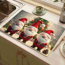 1 Pack Of 3 Santa Claus, Snowman And Snowflake Printed Silicone Coffee Drink Coasters, Anti-Slip & Super Absorbent Washable Drainage Mats For Countertop, Kitchen, Dining Table, Holiday Decor
