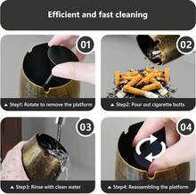 Roygra Ashtray With Lid, Windproof Smokeless Odorless Metal Tabletop Ash Tray For Outdoor Indoor Home Office Patio Balcony Decoration – Bronze, Small (3.81 X 3.08 X 3.08'') - Blue - View 6