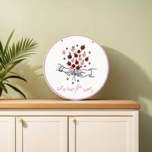 Arabic Wooden Round Sign, 25cm Or 30cm Unique Decor,Featuring With Floral Accents, Perfect For Anniversary Decorations, Party Decoration, Decor Muslim