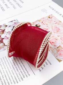 1 Roll 4cm * 10yd Fishtail Yarn Ribbon Wavy Edge Pleated Chiffon Ribbon Gift Wrap Wedding Birthday Party Flowers DIY Decoration - Pearl Chiffon Ribbon - View 14