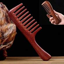 1 件宽齿梳红檀木梳防静电梳长发按摩木梳非常适合卷发、直发、长发 - 彩色 - 查看 21