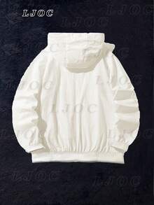 Imported Men's Windbreaker Jacket With Pocket And Hood Lined Waterproof Reflective Training Running Everyday Comfort And Casual Style - 白色 - 查看 2