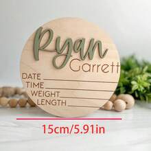 Announcement Sign With Birth Stats | Matching Name Plate | Wood Sign For Name Reveal | Personalized Name Sign | Sign For Hospital,Graphic Print - Baby Name Tags - View 3