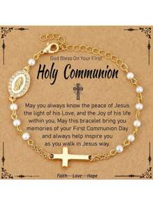 Catholic Gifts For Women, Virgin Mary Cross Charm Bracelet, Confirmation, First Communion Baptism, Christian Religious Jewelry, Gifts For Daughters Sisters Granddaughters