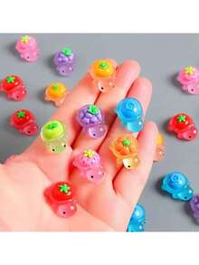 Cute Fruit Resin Glow In The Dark Fluorescent Cartoon Mini Turtle Decor For Home/Desktop, Luminous Mini Animal Model Toy, Car Interior Decor, DIY Craft Supply, Mini Suitcase Toy (Random Color) - Multicolor - View 9