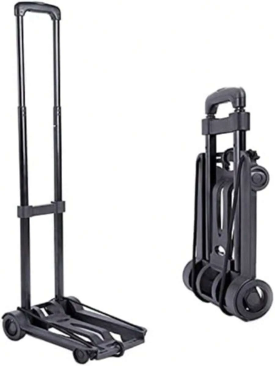 Portable Trolley, Small Trolley, Foldable, Lightweight, Load Capacity 50kg, With Fixed Rope, For Moving, Shopping, Disaster Prevention, Home Use, Travel
